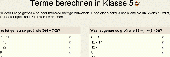 Terme berechnen und vergleichen Kl.5