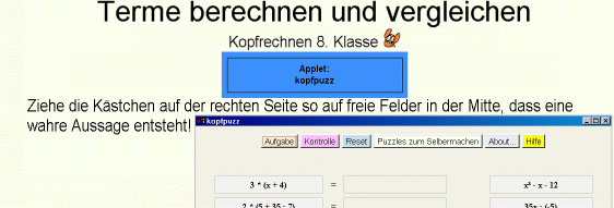 Terme berechnen und vergleichen Kl.8